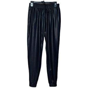 Roma Concept Faux Leather Joggers - Black - Size M